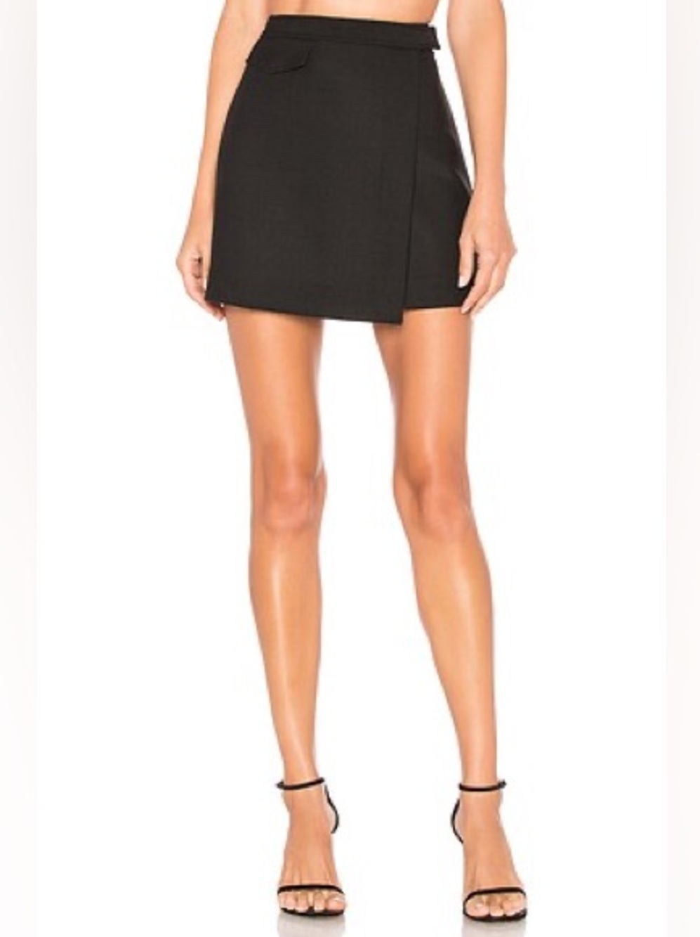 Theory Canton snap mini skirt 4 black wool blend wrap pocket timeless old money
